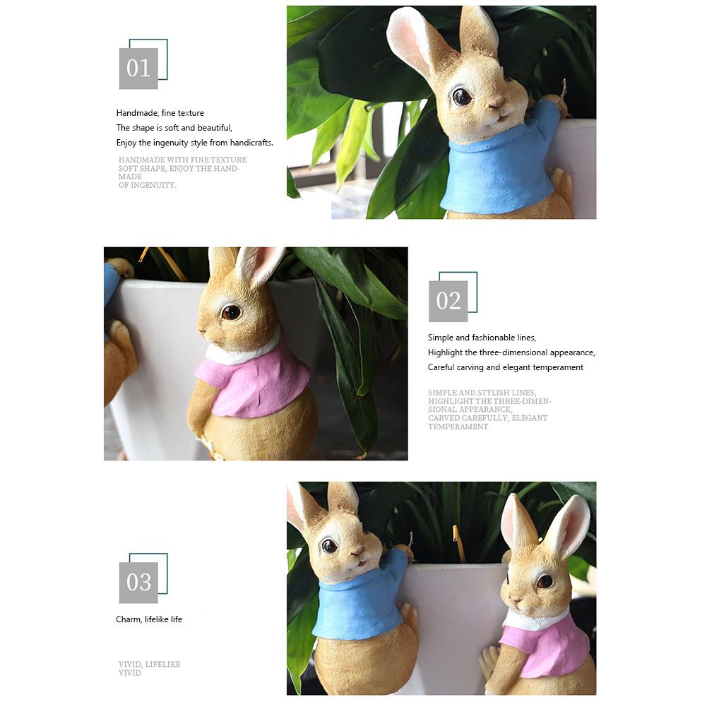 Cute Rabbit Figurine Decoration Resin Landscape Crafts Craft Cute Rabbit Bunny for Garden Flowers Pot Garden Easter Decor