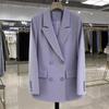 Veste de costume violette pour femme de style coréen, vêtement d'extérieur ample grande taille pour l'automne avec haute couture et élégance