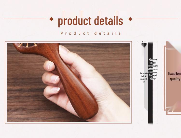 Sandalwood Air Cushion Oval Comb - Solid Wood Fluffy Hairbrush for Head Meridian Massage