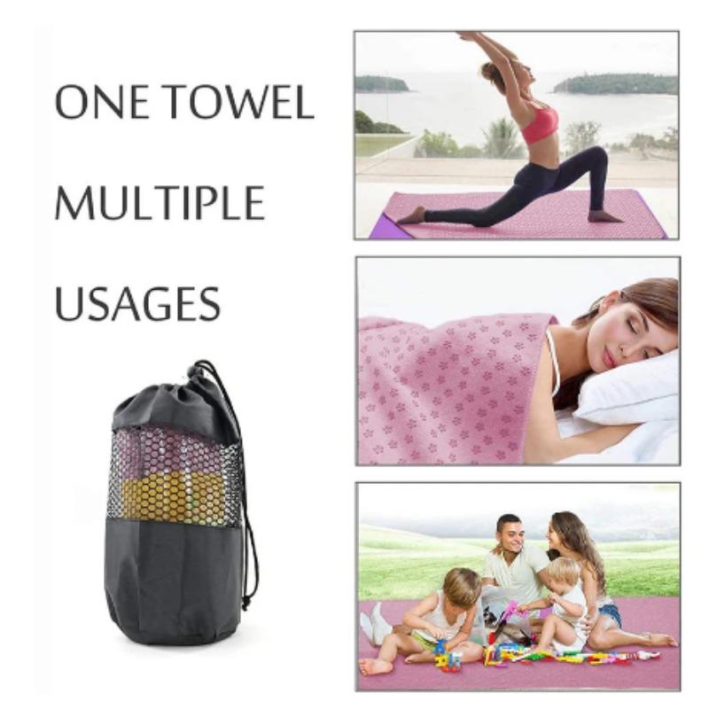 Rutschfestes Yoga-Handtuch aus Mikrofaser, verdicktes PVC, pflaumenfarbene Punkte, faltbare Yoga-Fitnessmatte mit Schweißabsorption, 1 Stück