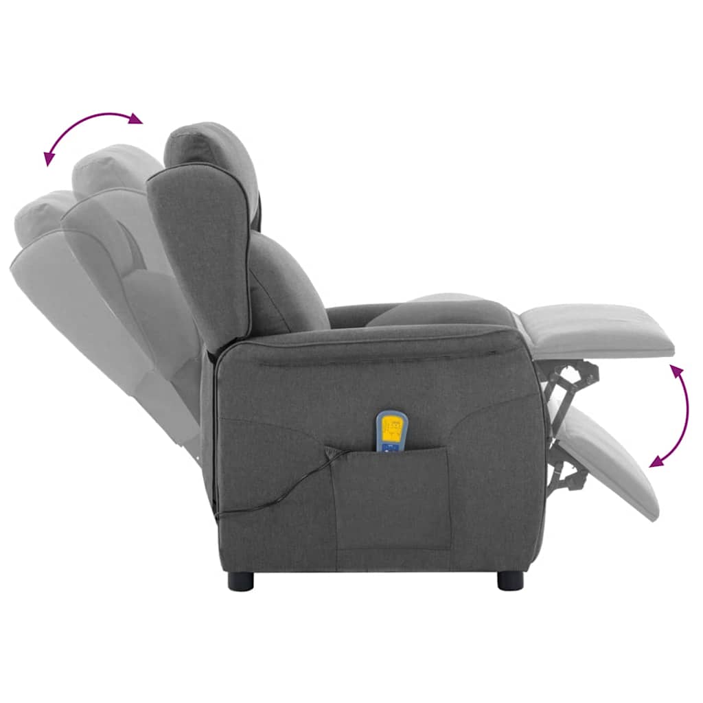 Massage Chair with Cushion Light Grey 93.5 X 67.5 X 101.5 Cm Fabric