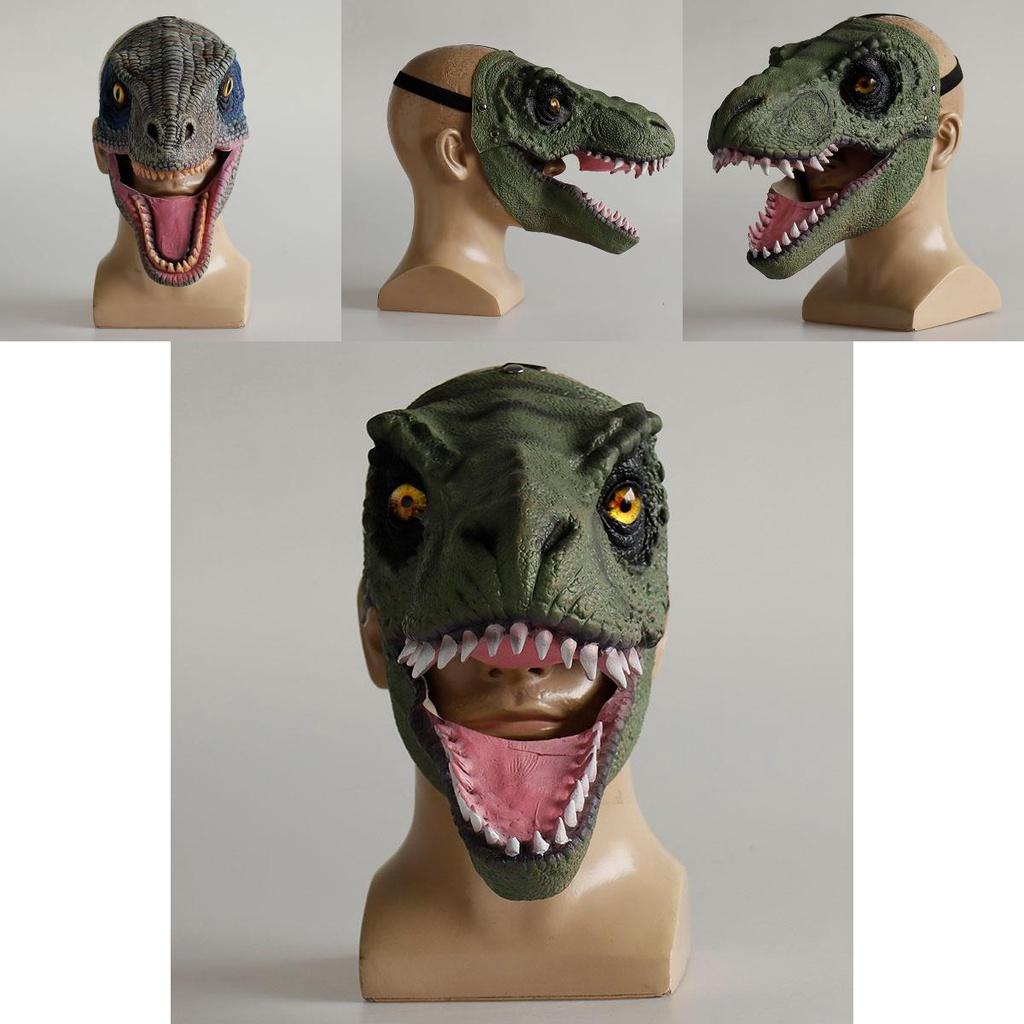 Jurassic World Dinosaur Latex Mask Headgear Tyrannosaurus Rex Halloween Cosplay Prop