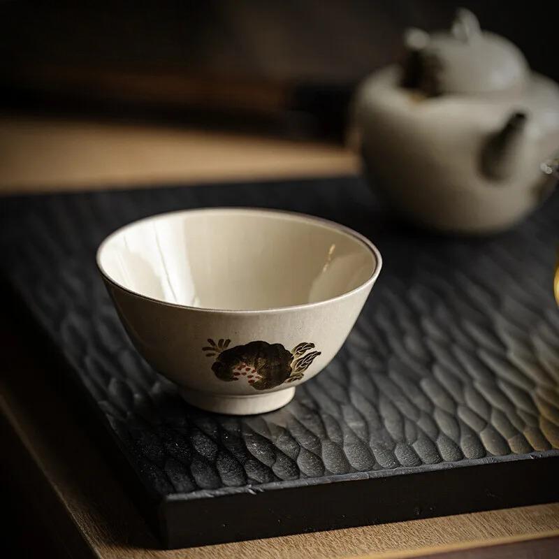 100ml Hand-painted Pomegranate Tea Cup Underglaze Color Master Single Cup Powder Yin Mug Coarse Tasting Tea Bowl Kung Fu Teaset