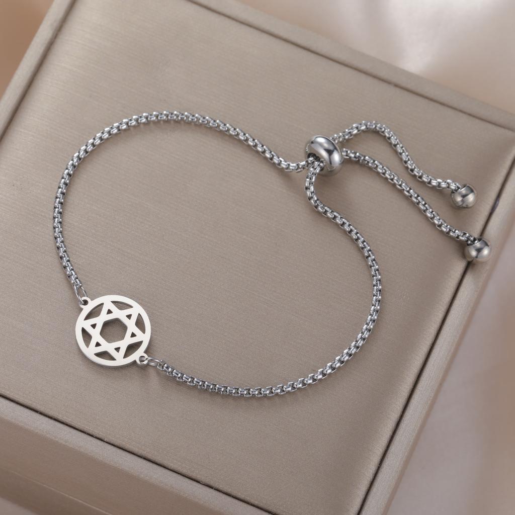 Stainless Steel Je Star of David Charm Bracelet Women Men Adjustable Hexagram Map Bracelets Amulet Jewelry Wholesale
