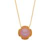 S925 Sterling Silver Ancient Gold Necklace Inlaid With Natural Purple Lithium Sunflower High-End Atmospheric Light Luxury Temperament Pendant