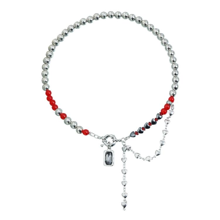 

Unique Black Red Contrast Heart Charm Tassels Necklace Fashion Statement Pieces Elegant Tassels Drop Neckchain 1