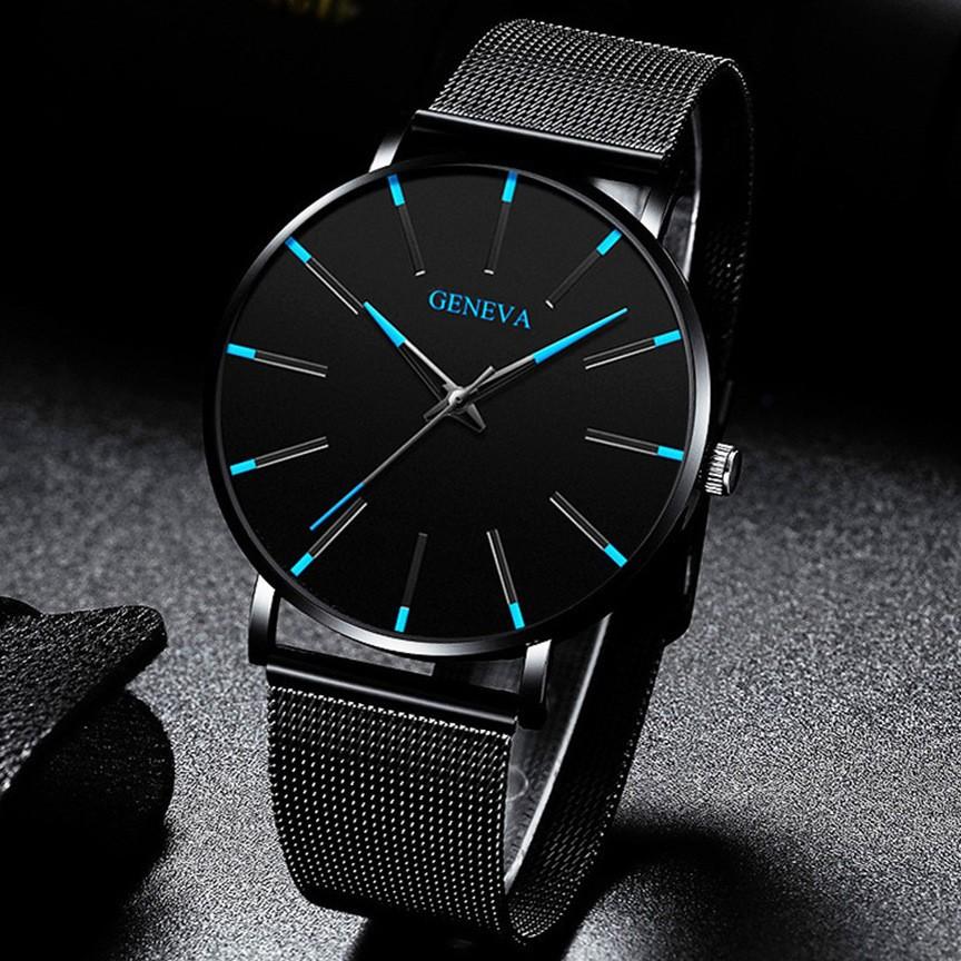 Fashion Blue Needle Men'S Watch Men'S Watch Quartz Watch Mesh Belt