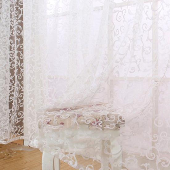 Printed Sheer Voile Home Window Door Divider Drape Curtain