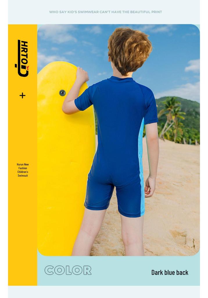 Unisex Kids' Quick-Dry Sun Protection One-Piece Swimsuit for Training & Sports
