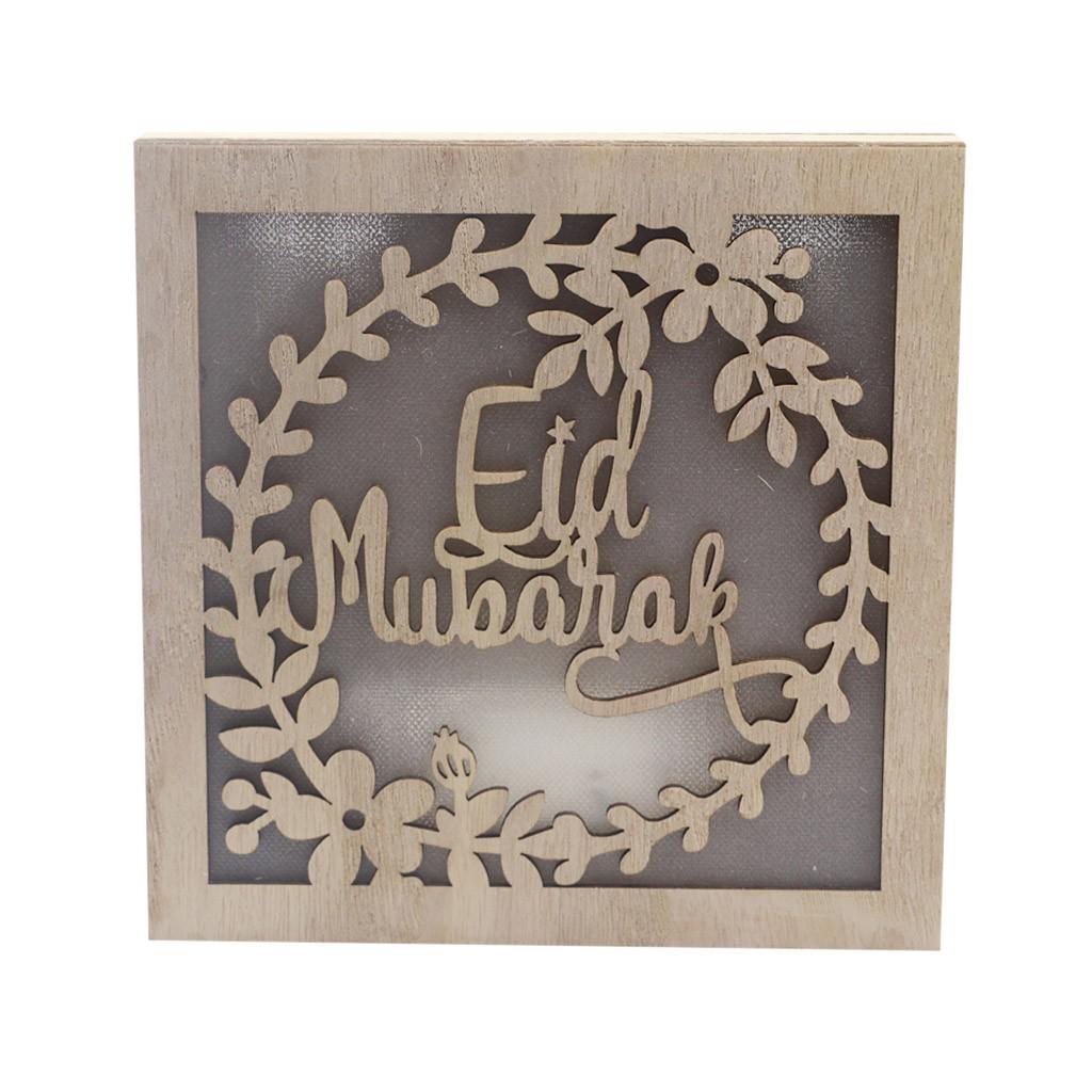 

Деревянные украшения Рамадан Ид Мубарак для домашней луны Светодиодные свечи жёлтый