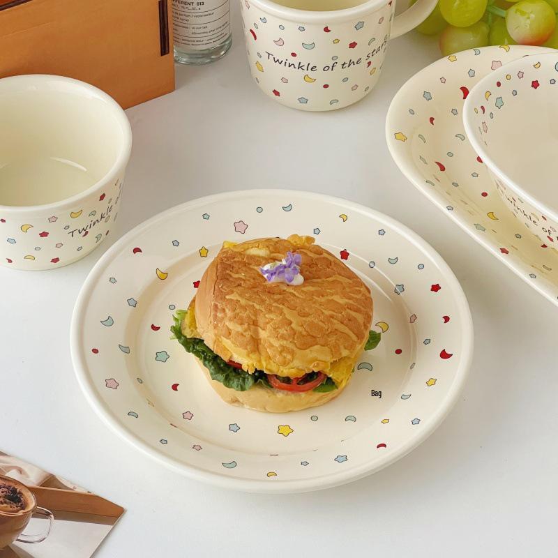 Simple Creamy Tableware Set: Star Plate, Rice Bowl, Dinner Plate, Fruit Bowl, Dessert Plate