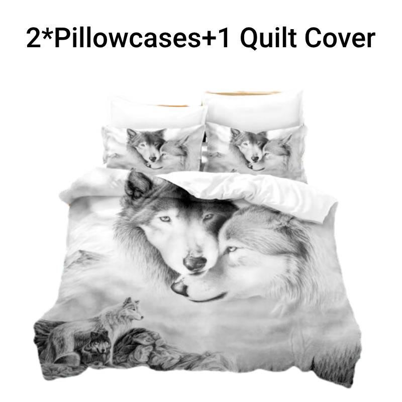 Luxuriöses Wolf Serie 3D Digitaldruck Bettwäsche-Set Enthält 3 Teile Für Tagesdecke 4 Teile Für Bettwäsche-Set