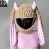 Motorradhelme Überzug Niedlicher Cartoon Motorradhelm Hut Gestrickt Handgefertigt Häkelarbeit Handwerk Schutzhülle Helmzubehör