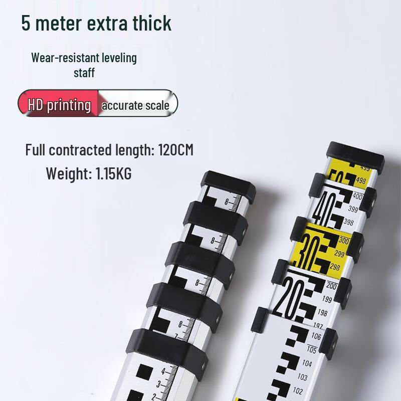 Thickened Aluminum Alloy Telescopic Levelling Staff 5 meters