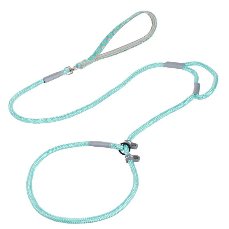 Dog Collar Leash Slip Chains Leads Strong Double Handle Nylon Rope No Pull Pet Training Leash Medium Dogs Puppy Traction Rope