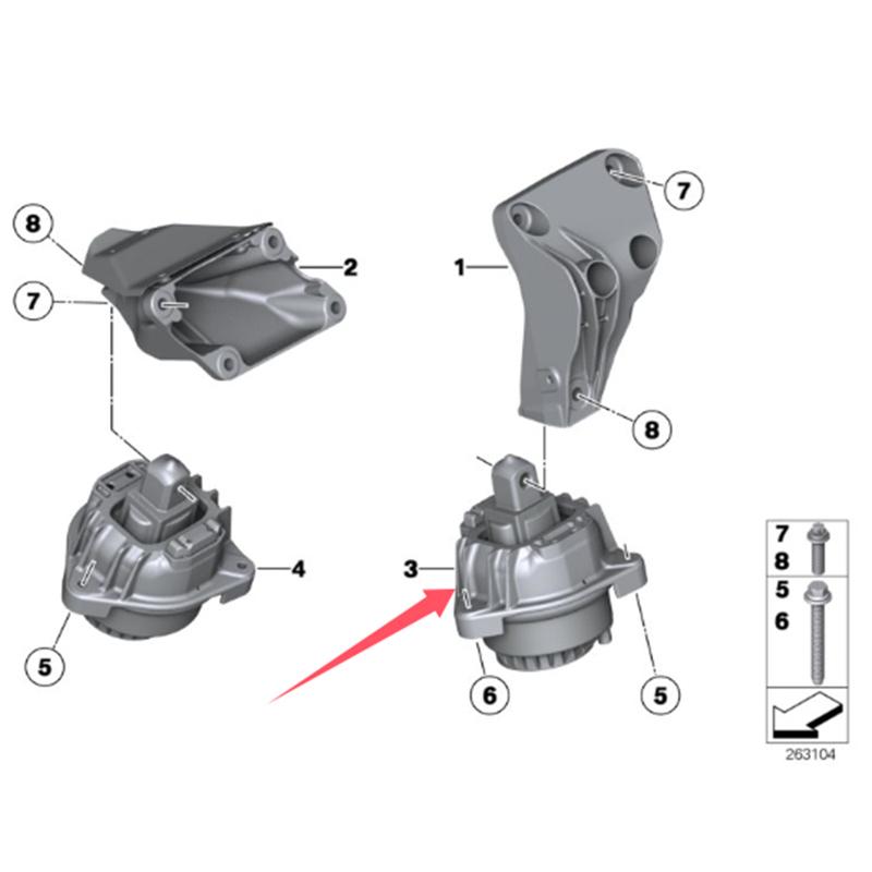 22117935147 For BMW F10 F11 F18 528i 528Li XDrive Touring Engine Mount 2011-2018 2.0T Bracket Support Spare Parts