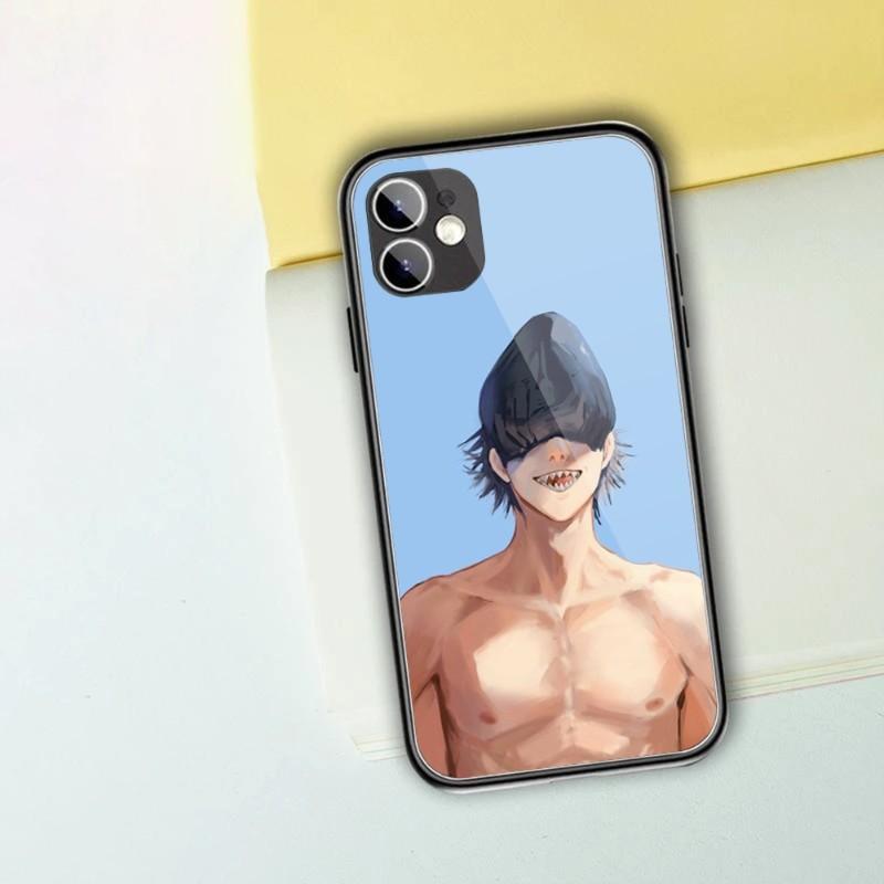 Cartoon Anime Chainsaw Man Phone Case For IPhone 13 12 11 XS X 8 7 6 Plus Mini Pro Max SE 2022 Black PC TPU Glass Phone Cover