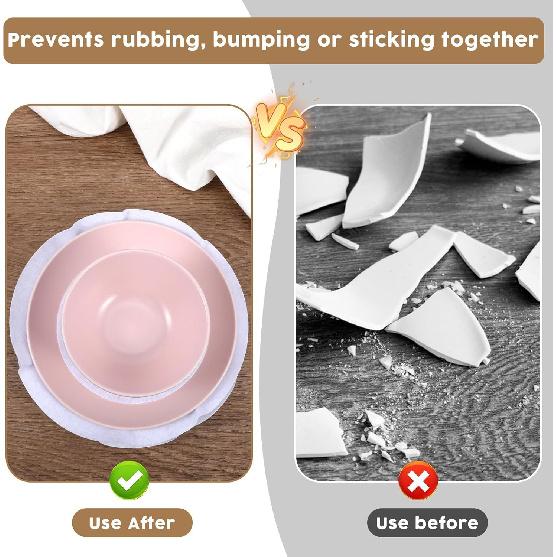 Plate China Storage Dividers 96 Pcs Felt Plate China Storage Containers Dividers Protectors Thick and Soft Dish Storage, Round Plate Separators Pads