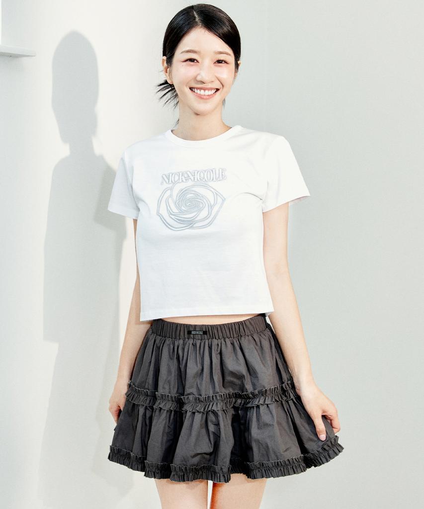 Nigaennikol Trendy Ruffle Mini Skirt_Charcoal