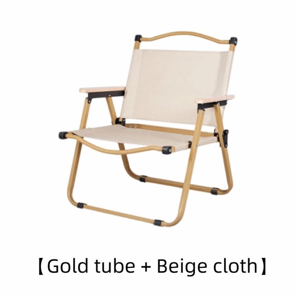 Wood Grain Camping Folding Chair Comfortable Armrest Durable Picnic Fishing Chair Carbon Steel Sturdy Kermit Chair