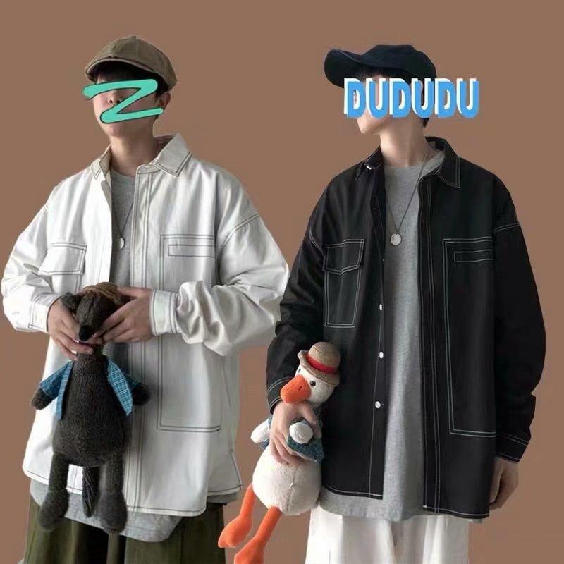 

Осень и зима, новая рубашка с длинными рукавами, мужская Ins, Гонконгский стиль, японский стиль для отдыха, свободное универсальное модное пальто контрастного цвета