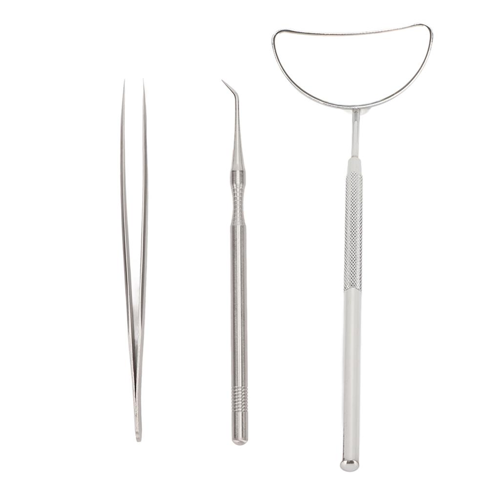 3pcs Lash Lift Tools Stainless Steel Eyelash Separator Mirror Tweezers Set for Lash Extension Silver