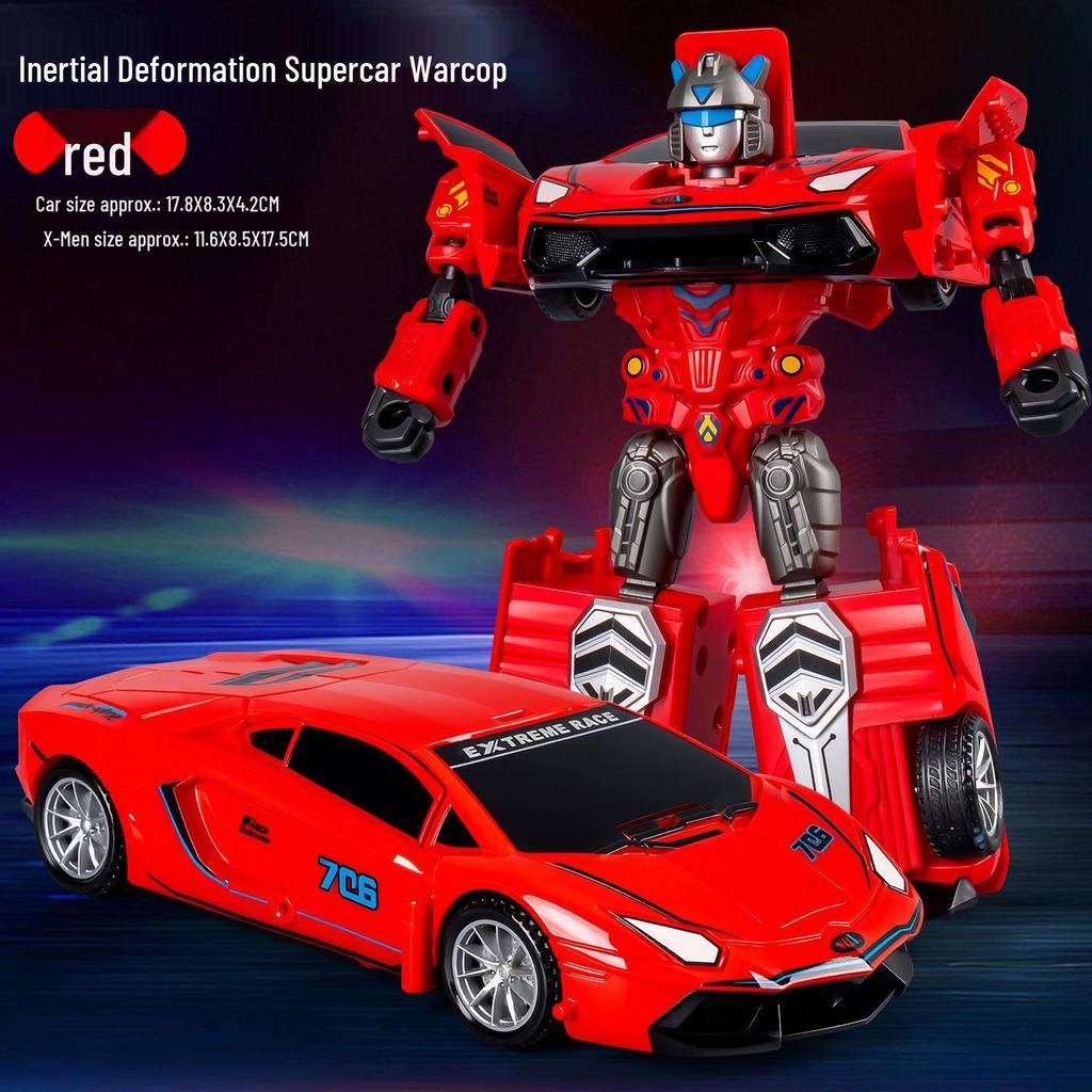 Transforming Robot Car Model - Inertial Power Warrior Toy for Boys