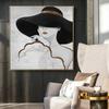 Abstract Lines Marble Pattern Decorative Canvas Painting of Women Waring Hats and Red Lips Posters and Prints Wall Art  Cuadros