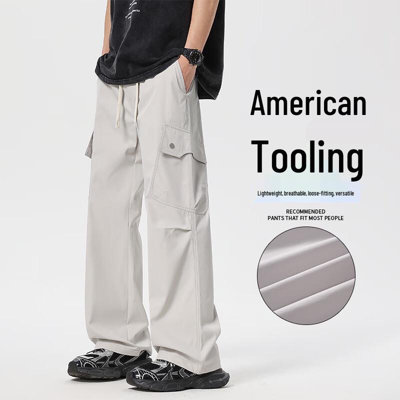 VUUG Men's Summer Loose Straight Cargo Pants