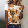Women's T-shirt with Cute Cat Pattern 3D Printed for Girls, Summer Casual and Fashionable Women's Short Sleeved Oversized T-shirt