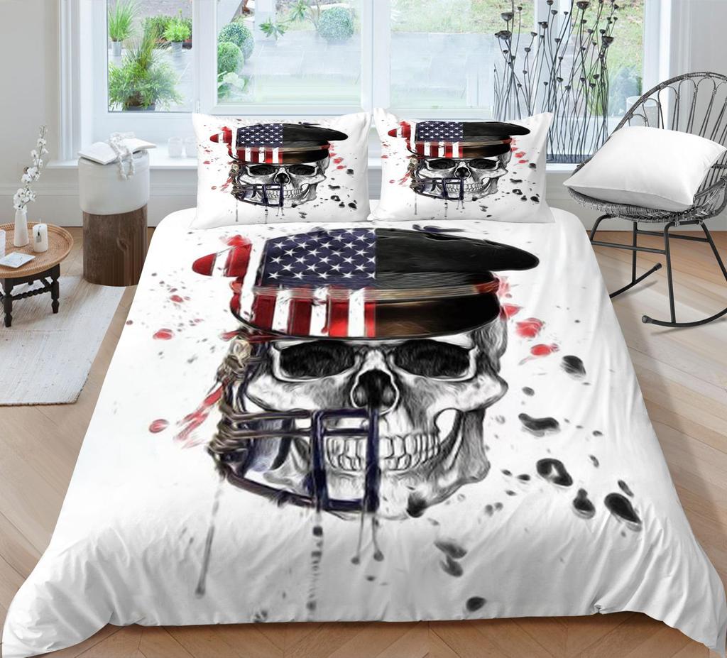 Luxury Quilt Cover Woman Man Use 3D Skull Style Bed Sets Microfiber Double Queen King Size Covers Set Home Textiles
