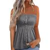 Women's Solid Color Sexy Off-the-shoulder Slim-fit Pullover Sleeveless Button Decoration Top