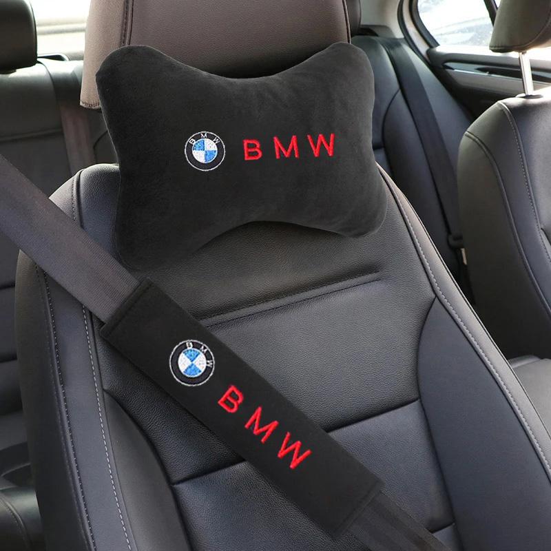 Car Embroidery Seat Neck Pillow Headrest Rest Cushion Shoulder Pad For BMW X1 X2 X3 X4 X5 X6 X7 GT E53 E70 E71 F25 E84 M Sticker