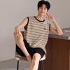 Pure cotton men's pajamas sleeveless vest men's suit 1011 summer new loungewear can be worn outside 100% cotton