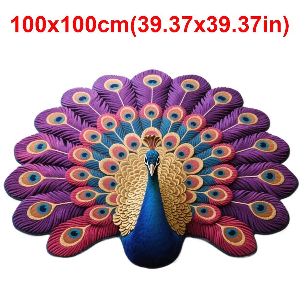 Special-shaped Peacock Carpet Soft Bathroom Floor Mat for Living Room Tea Table Bedside