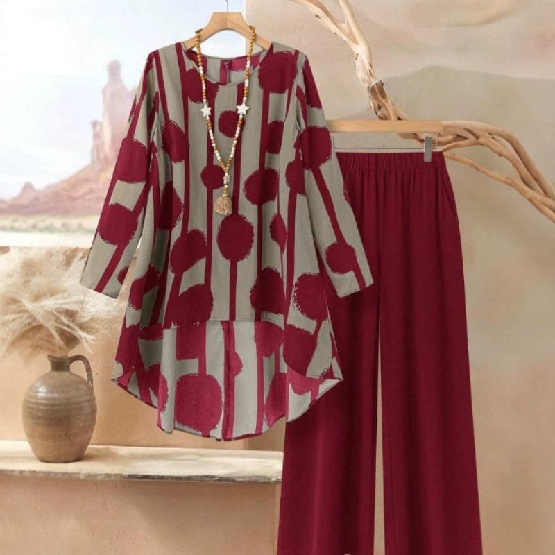 Conjunto de Dos Piezas Casual de Verano para Mujer Tallas Grandes - Conjunto Relajado de Top y Pantalones