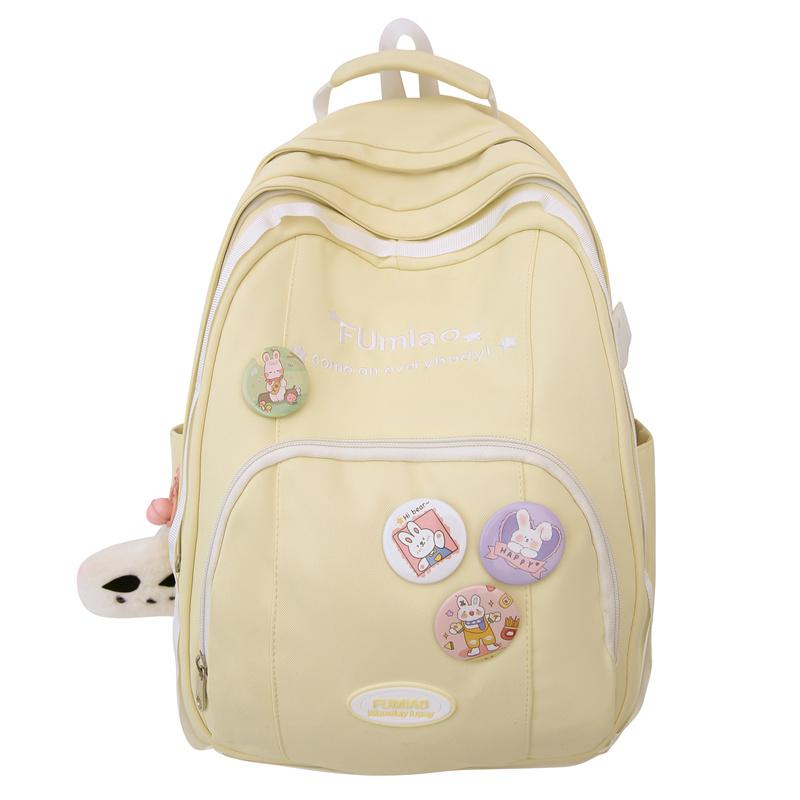 Color Block Backpack Female Junior High School Student Backpack Large Capacity Schoolbag Student Travel Bag