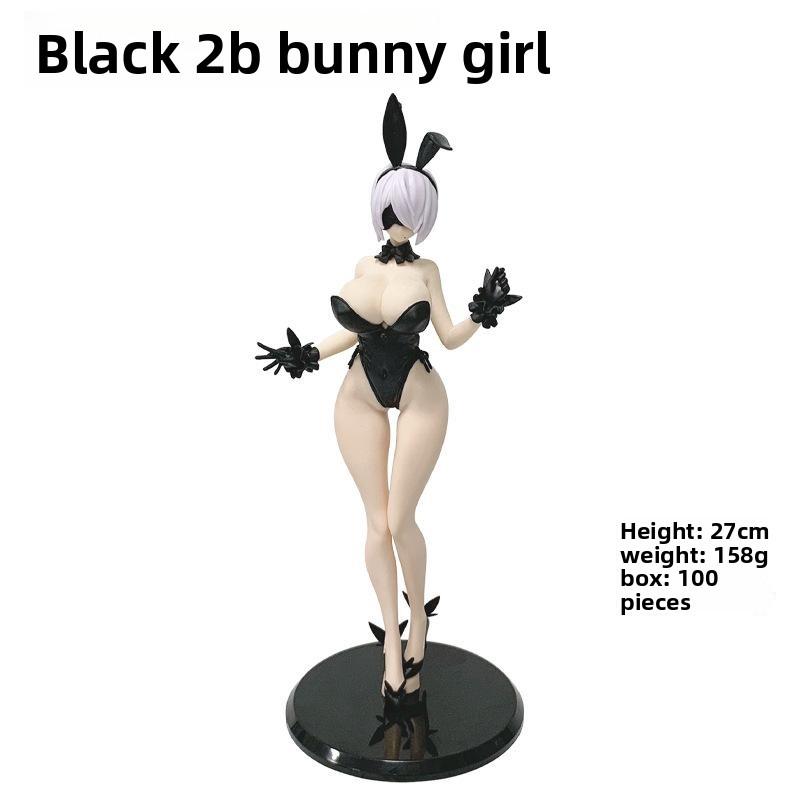 NieR: Automata2B Bunny Girl 2D Sexy Beautiful Girl Figurine Ornament Game Doll Black2B Bunny(Bags)
