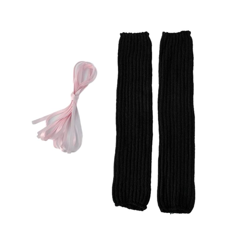 Japanese Style Leg Warmers Gothic Knit Long Socks Leggings Gaiters Autumn Winter Cuffs Ankle Heaps Socks