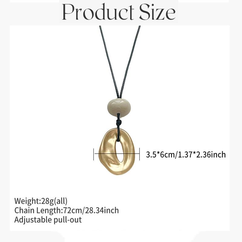 Gold Chunky Necklace For Women, Circular Pendant Long Necklaces Non Tarnish Jewelry Metallic Style Statement Fashion  Gift