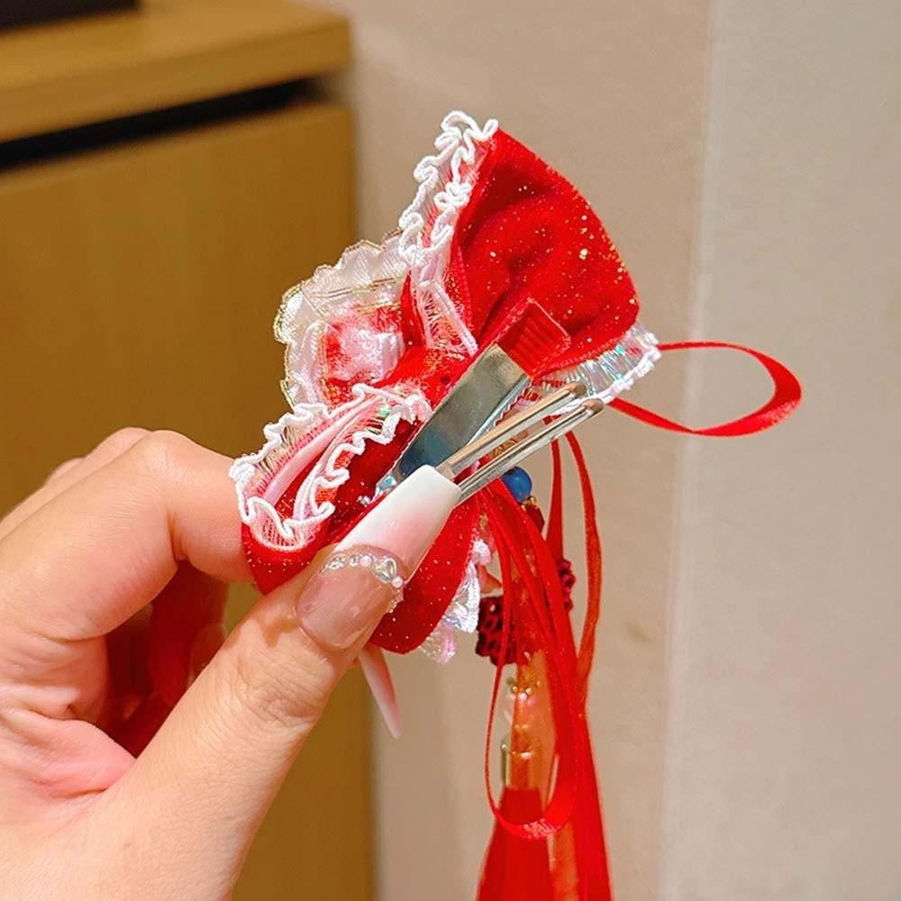 2pcs Bow Children's Chinese Hairpin Lion Embroidered Bow Headwear Hanfu Hair Accessories  Winter