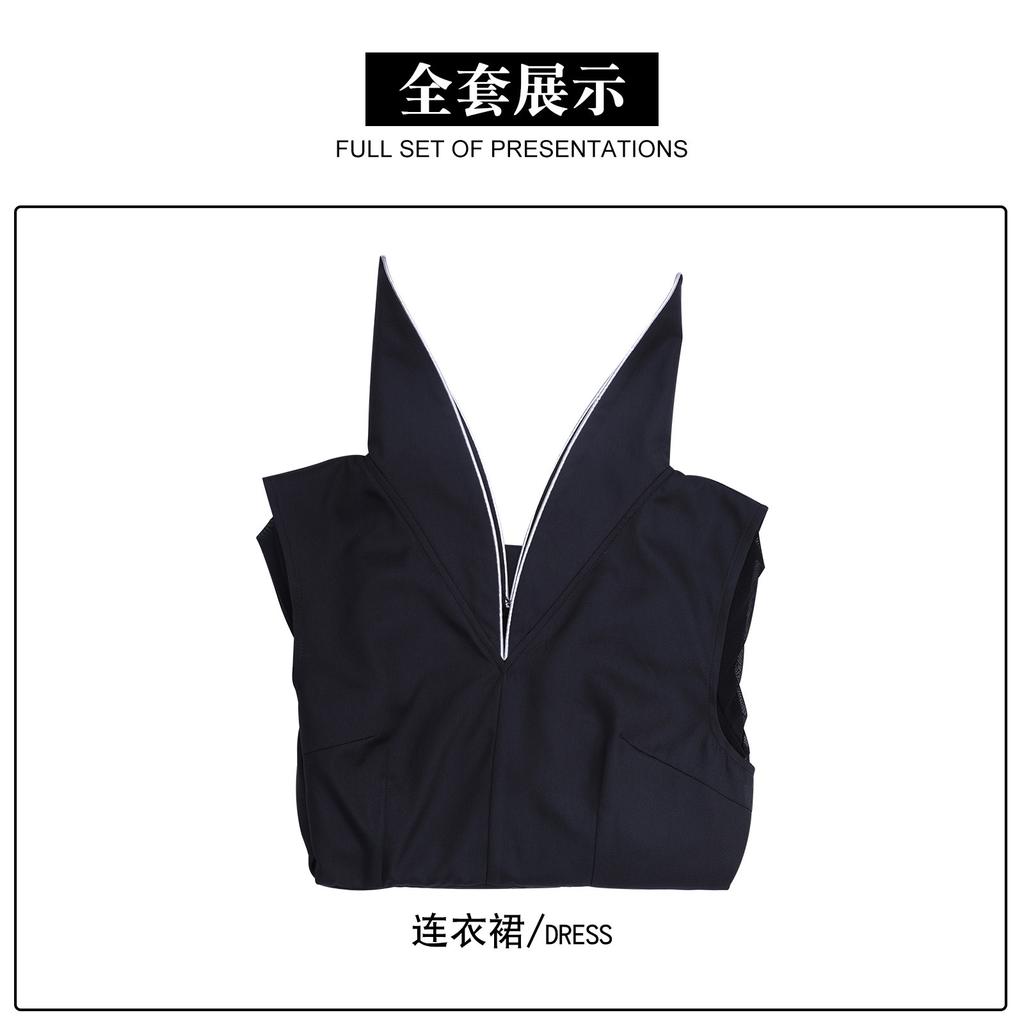 Wednesday Addams Halloween Stand Collar Long Dress Cosplay Costume for Anime Show