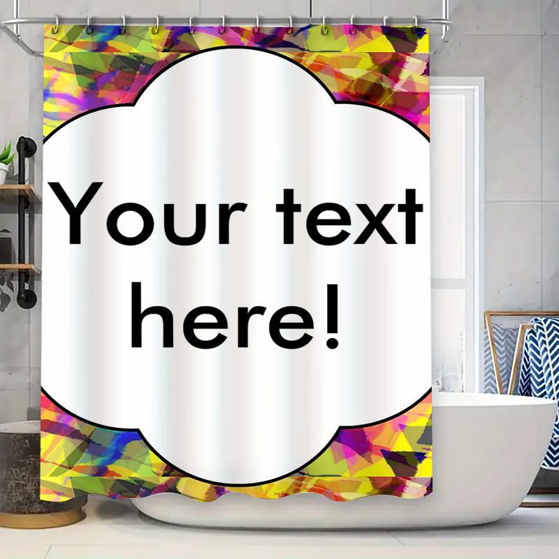 Customizable Printed Shower Curtain for Bathroom Decor with Black Frame Waterproof Fabric Personalized Home Goods Decoration Ide 90x180cm