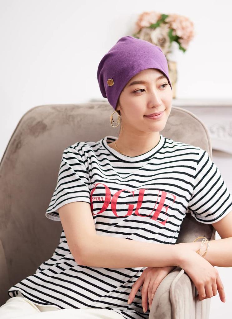 KISS MY LIFE Medical Care Hat for Cute and Hemp 5 Colors Hat, Women, Stylish, Knit, Sleepwear, Quick-Drying, (Lilac) (kml100306c)