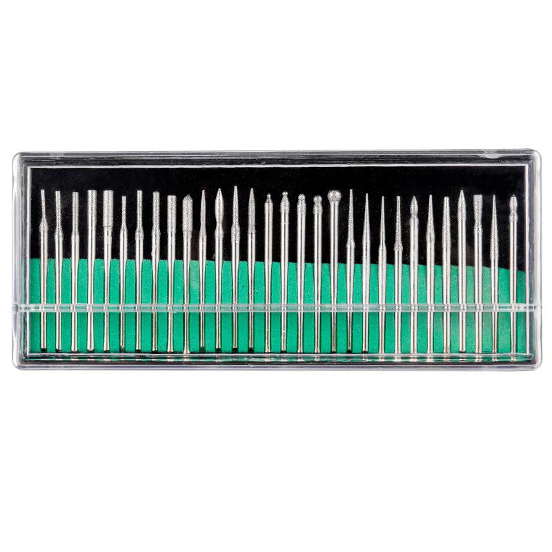 30Pcs Diamond Burs Set 2.35/3Mm Shank Rotary Tool Accessories For Electric Grinder Abrasive Drill Bits With Storage Box