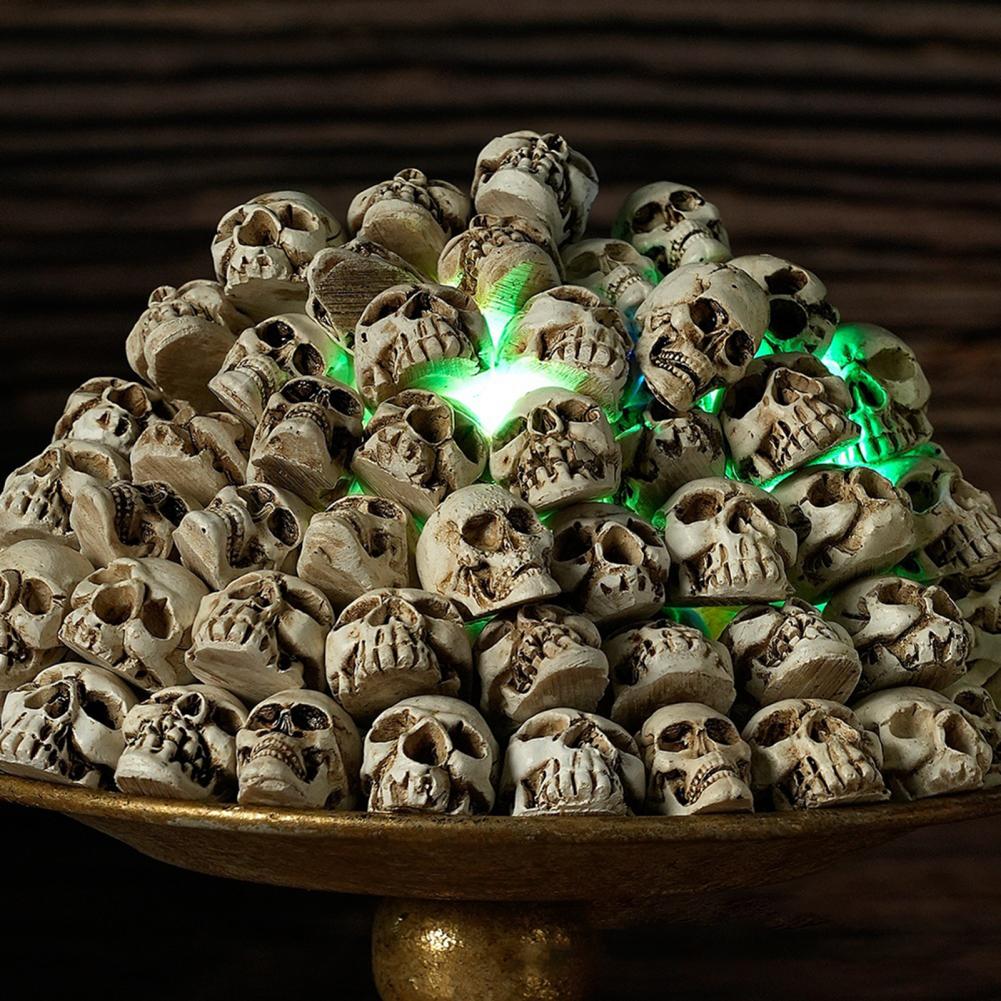 Resin Skull Decoration Halloween Mini Skull Figurine Set for Table Decor Haunted House Props Micro Landscape Resin for Dollhouse