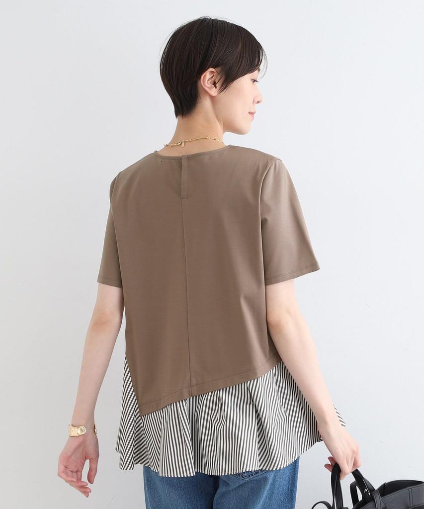 INDIVI Washable Striped Layered Mocha Brown Size 38 T-Shirt, 12719012, Women's, (042), (M)