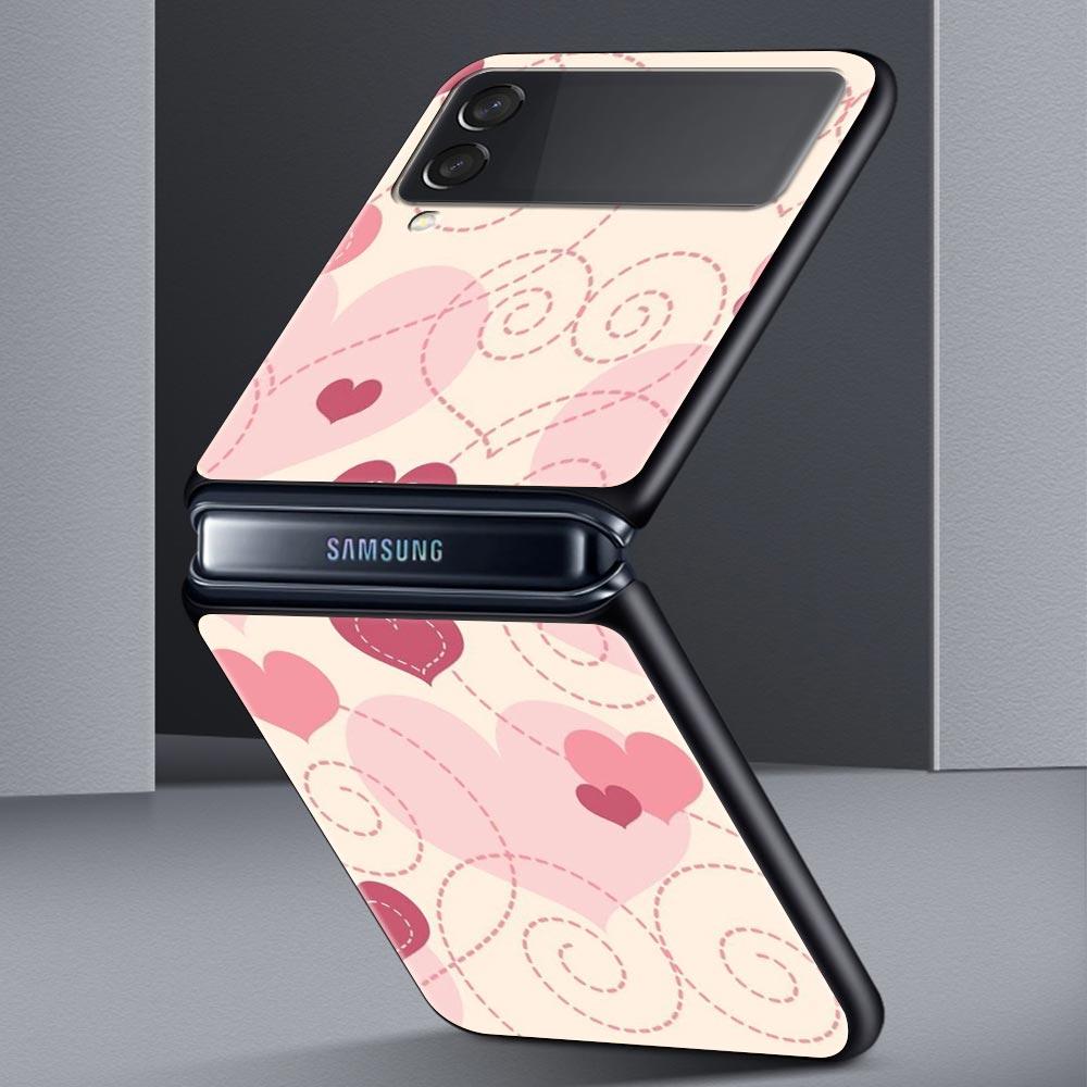Gold Pink Rose Glitter Hearts Phone Case for Samsung Galaxy Z Flip 3 4 5 Shell For Samsung Z Flip3 Flip4 Hard PC Bumper Cover