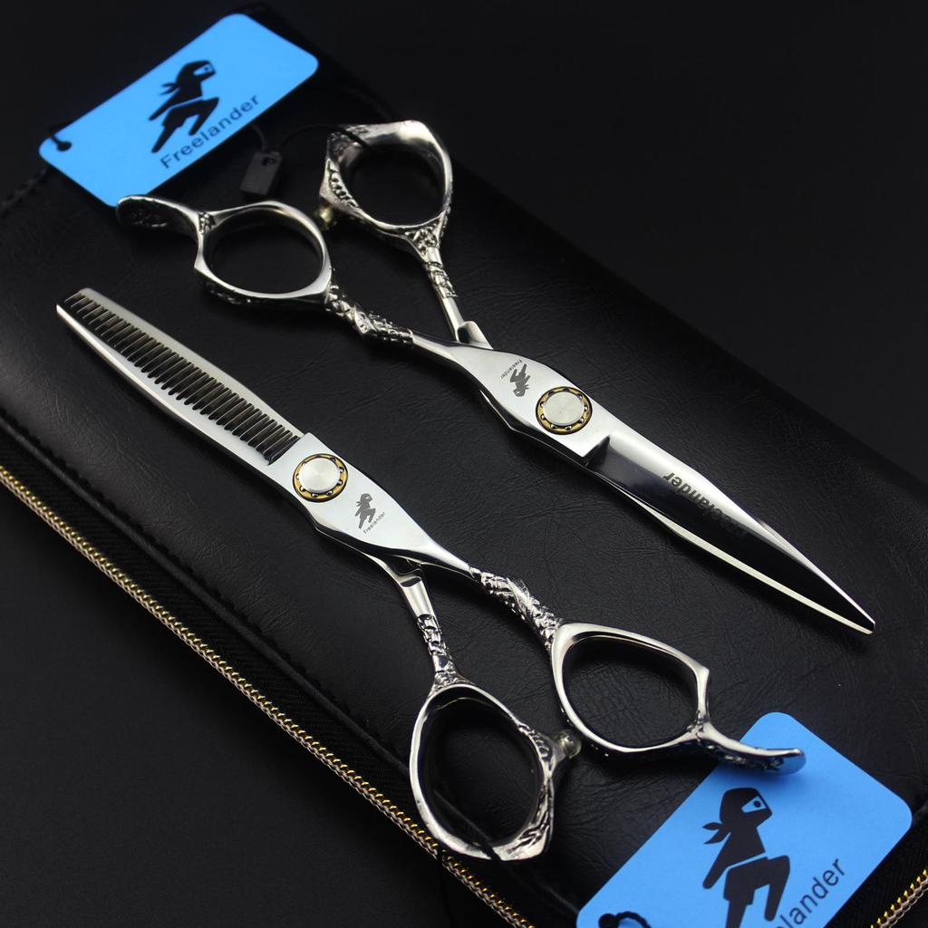6.0-Inch LBG-60 Barber & Hairdressing Scissors: Straight, Bangs & Serrated Shears with Thinning Bearing Screw
