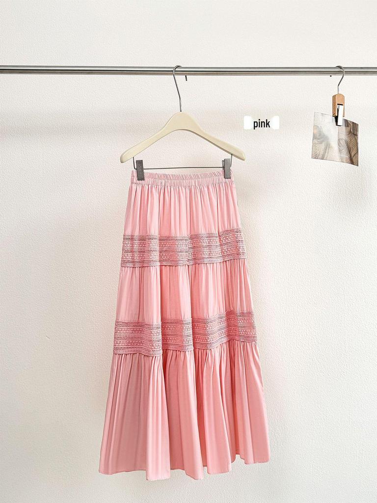 Women's Water-Soluble Lace A-Line Skirt - Spring/Summer 2026, Versatile Crochet Hollow Design